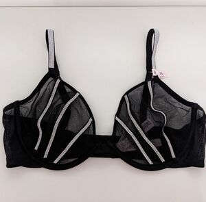 NWT! Victoria's Secret Very Sexy Low Cut Demi Bra Rhinestones Black Size 38C